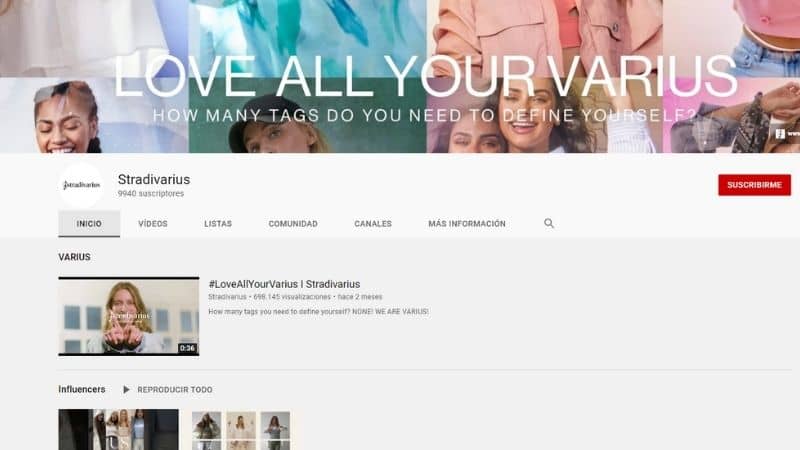 Stradivarius perfil YouTube